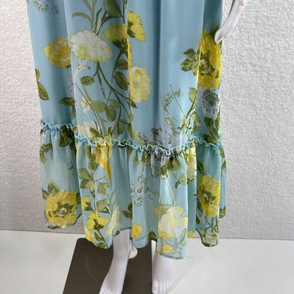 NWT June Hudson M Womens Maxi Dress Chiffon Ruffle Hem Smocked Waist Fairycore - Picture 9 of 16
